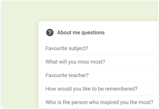 The list of suggested profile questions